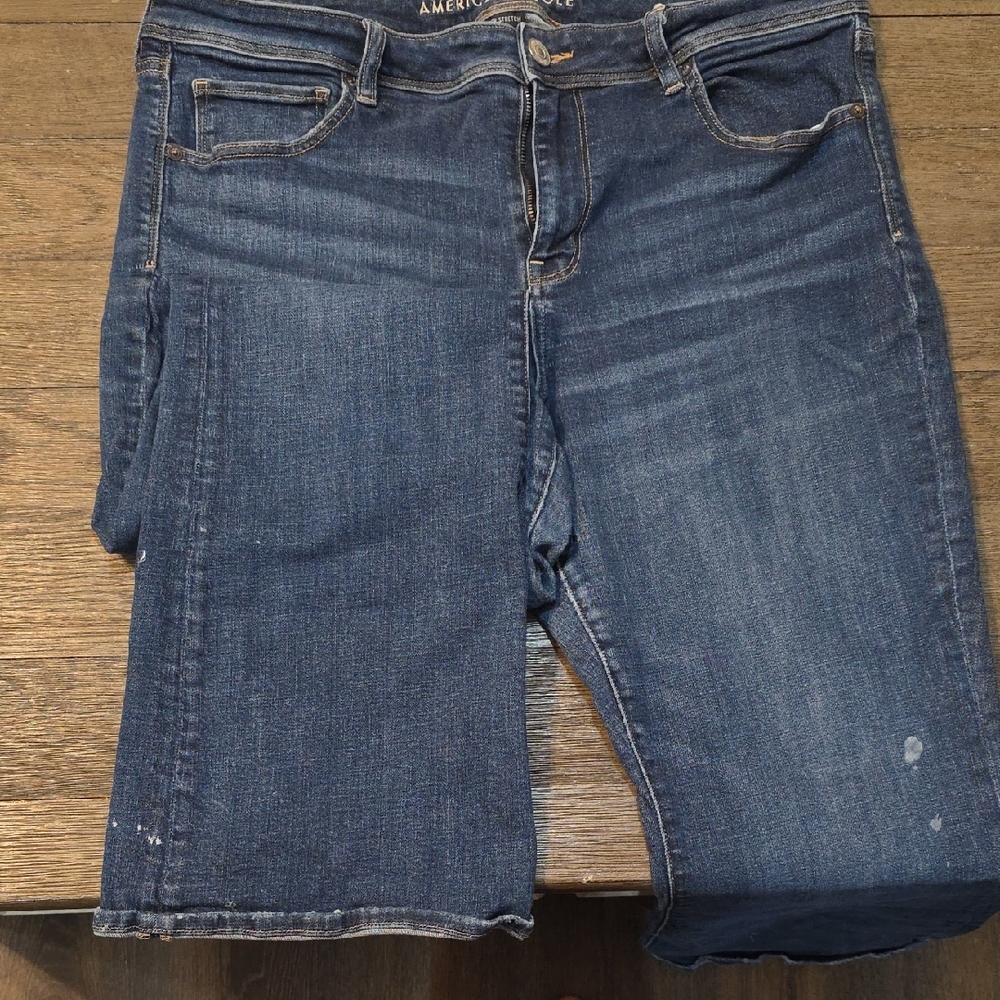 American Eagle Outfitters Women's Dark Blue Kick Boot Jeans